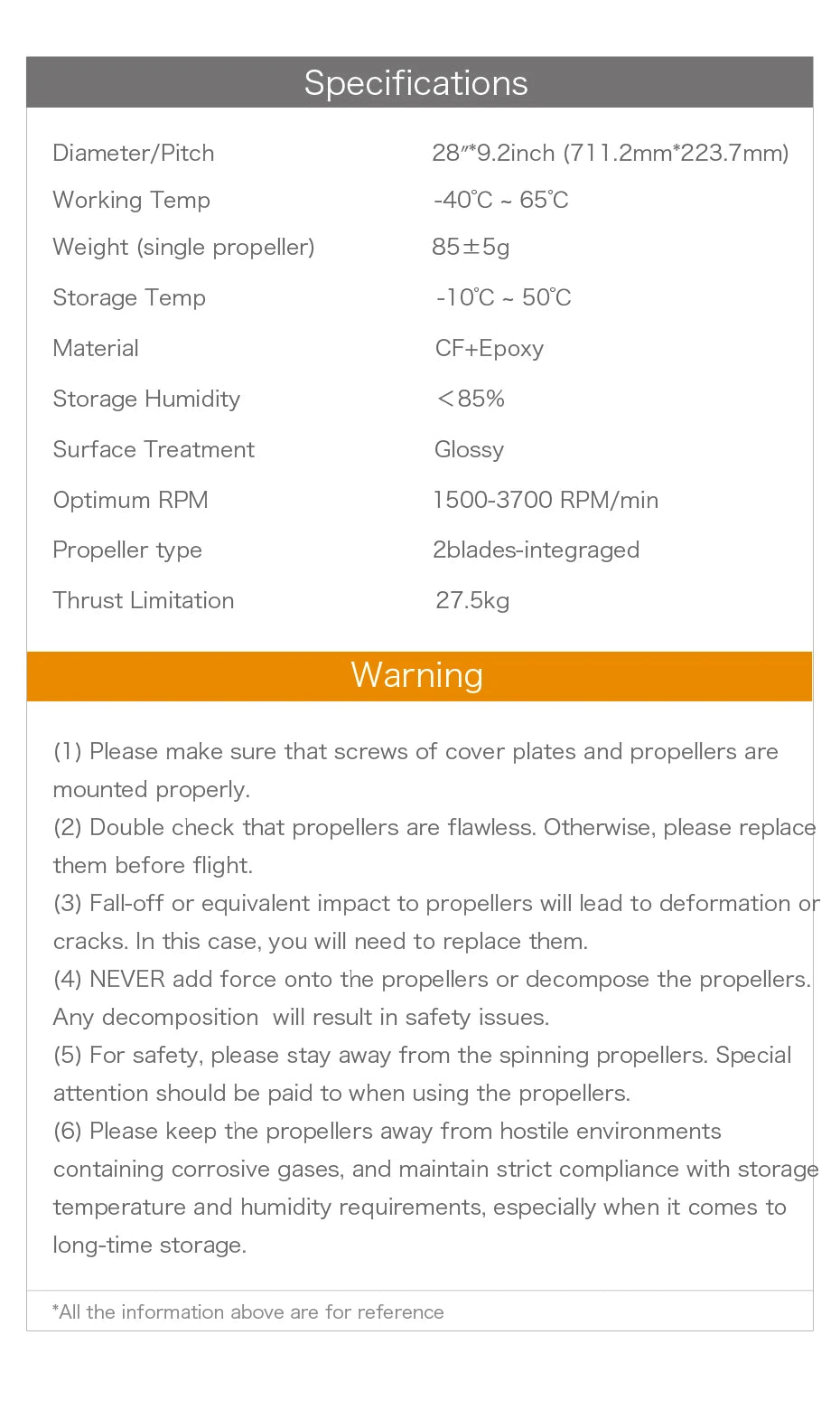 T-MOTOR G28*9.2" Prop, fall-off or equivalent impact to propellers will lead to deformation or cracks