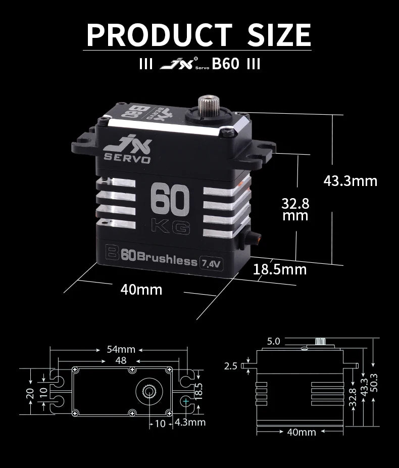 JX Servo B60 - 8.4V 60KG servo SPEC