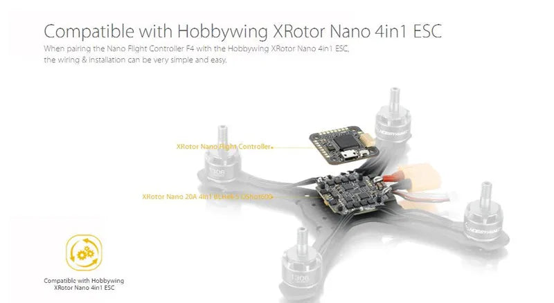 Hobbywing Nano F4 With OSD, Compatible with Hobbywing XRotor Nano 4in1 ESC Wren 