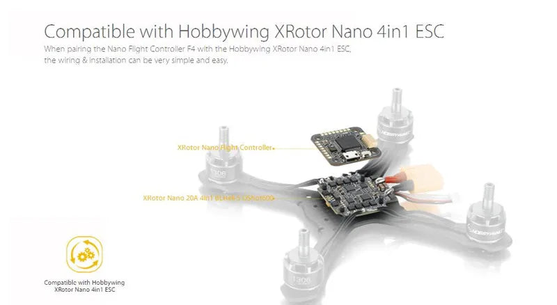 Hobbywing Nano F4 With OSD - New Hobbywing XRotor Nano F4 Flight Controller for RC FPV Quadcopoter Drone 10 Hobbywing Nano F4 With OSD, Compatible with Hobbywing XRotor Nano 4in1 ESC Wren