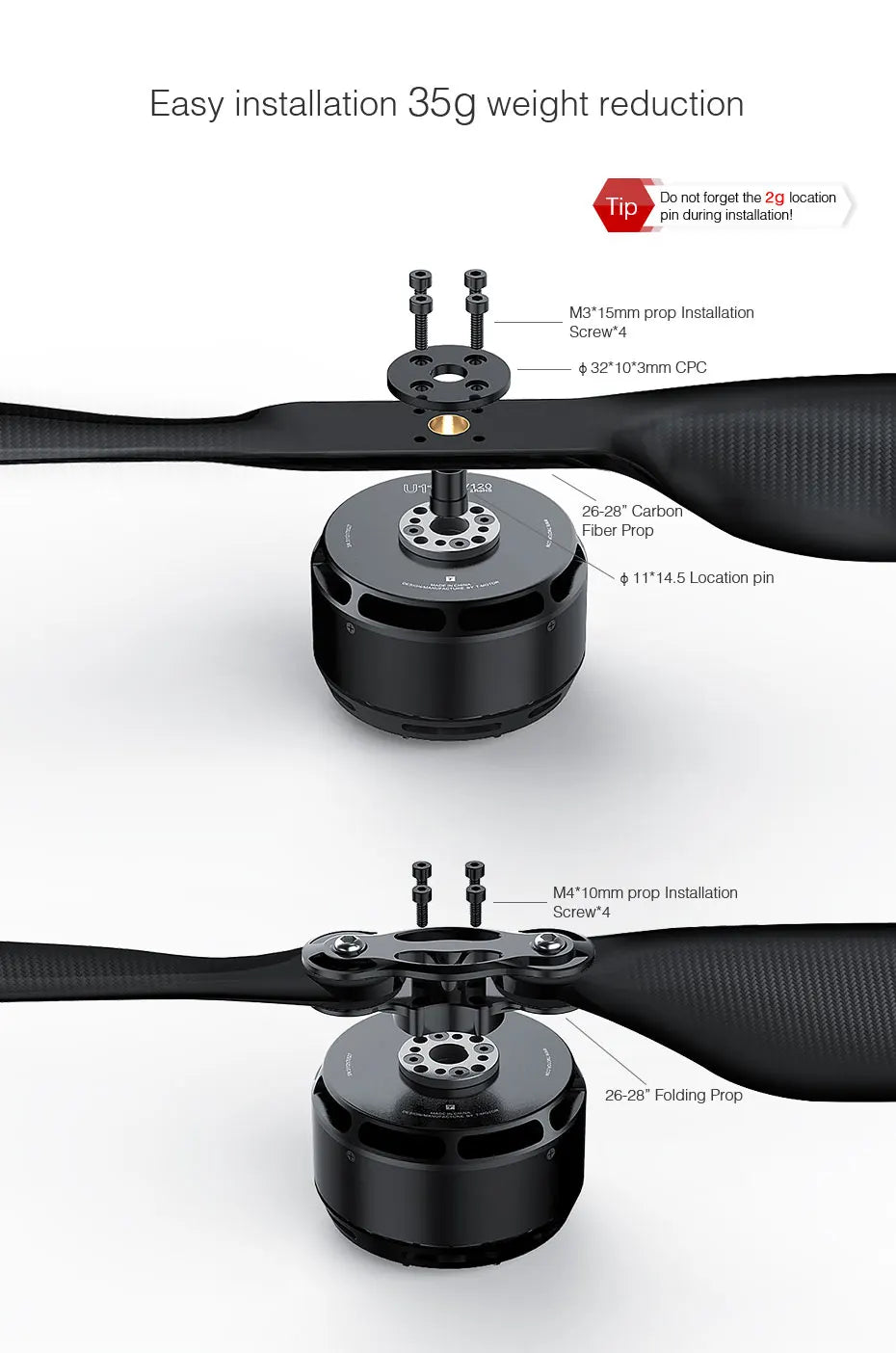T-MOTOR U11 II KV120 Heavy Lift Drone motors brushless motor for 100kg payload drone 13 T-MOTOR, M3*1Smm prop Installation Screw*4 32*10*3mm CPC