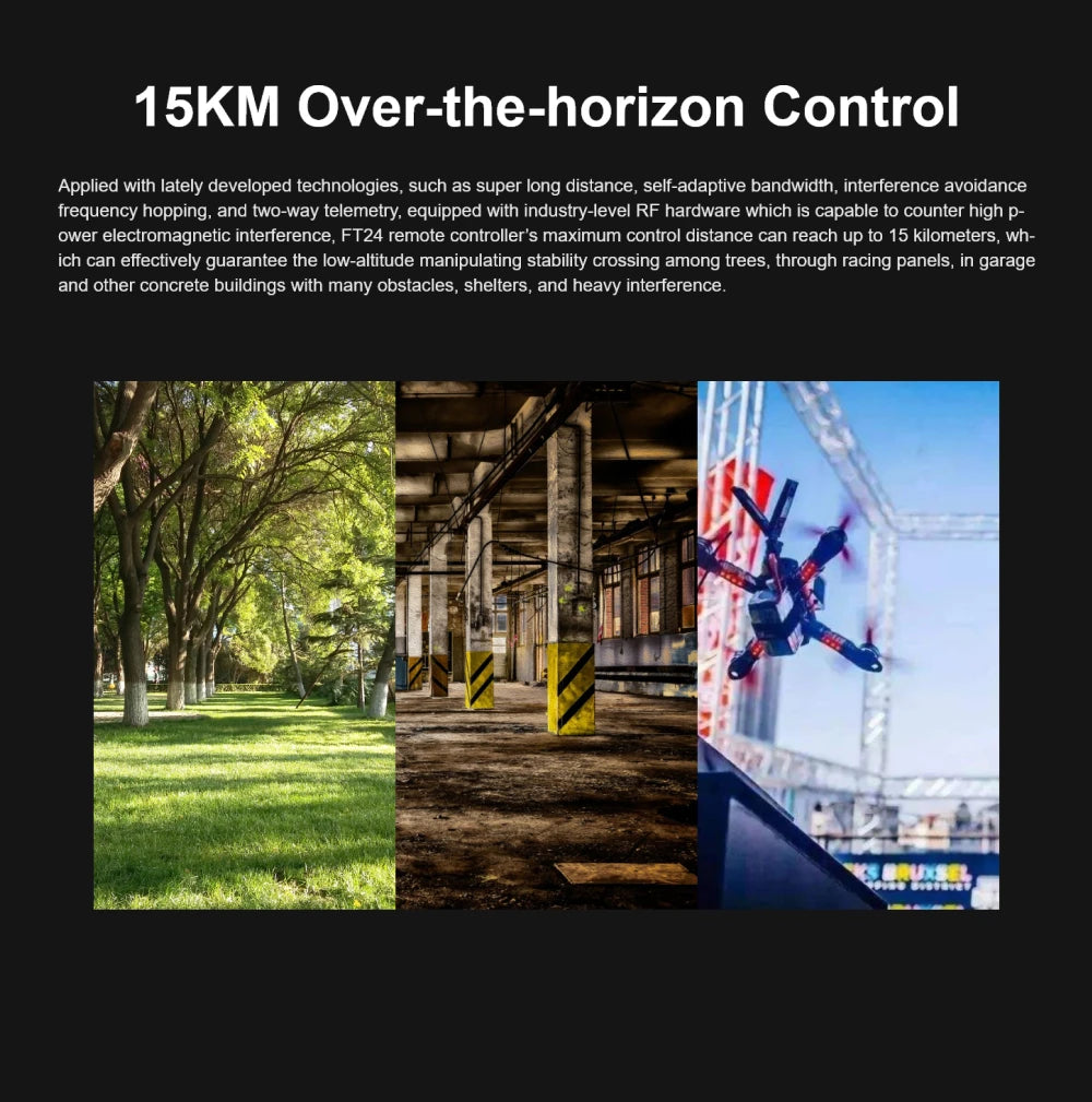 CUAV FT24 Remote Controller, FT24 remote controller's maximum control distance can reach up to 15 kilometers .