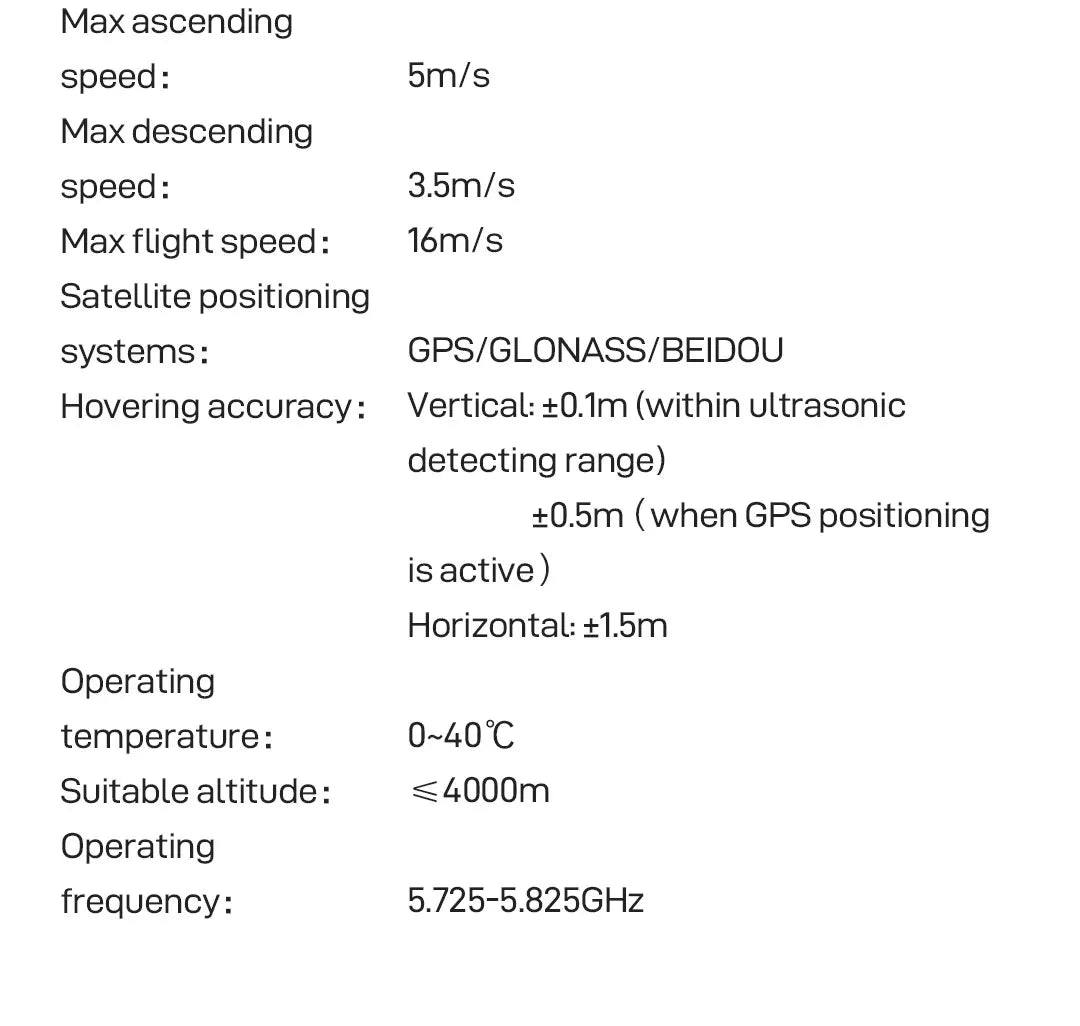 FIMI X8 mini Pro Camera Drone, satellite positioning systems GPSIGLONASSIBEIDOU Hovering accuracy Vertical: +