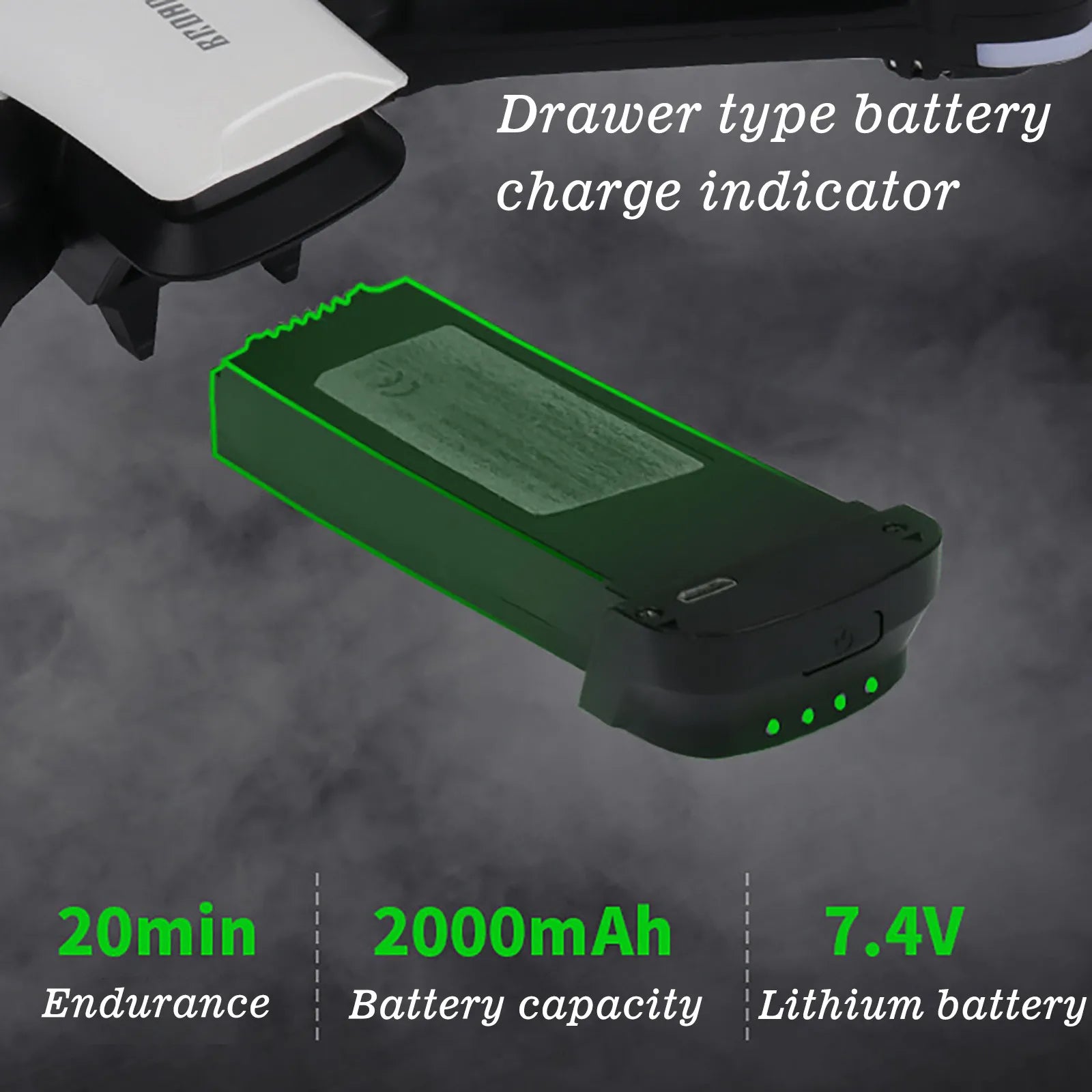 G05 Drone, Drawer type battery charge indicator 20min 2oomAh 7.4V Endurance Battery