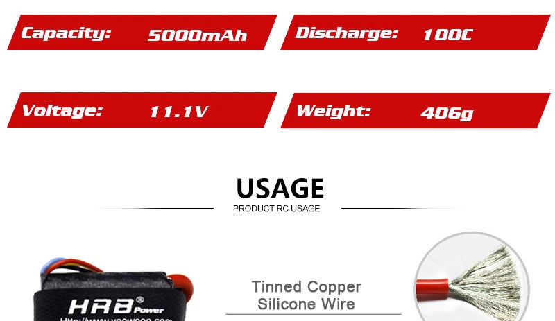 HRB Graphene 3S 11.1V 5000mah Lipo Battery, capacity: sooomAh Discharge: 1ooc Voltage: 11.1V