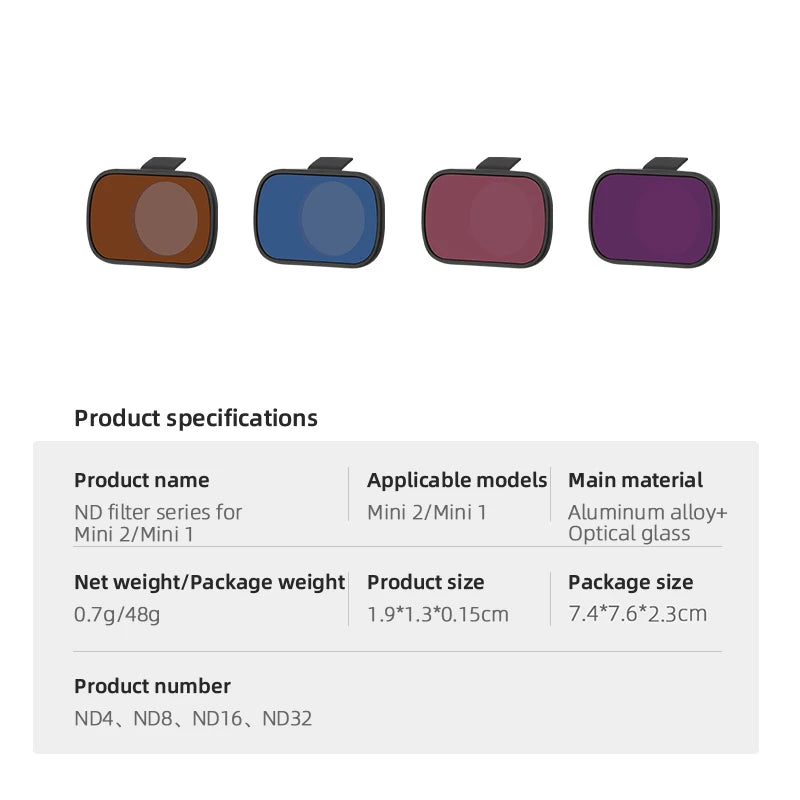for DJI Mavic Mini 1/SE Filters ND4 ND8 ND16 ND32 Set Camera Neutral Density Lens Filter for DJI Mavic Mini 2 Camera Accessory 13 for DJI Mavic Mini 1/SE Filter, ND filter series for Mini 2/Mini Aluminum alloy+ Mini /Mini