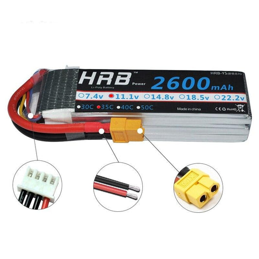 HRB Lipo Battery 2600mah T Dean 2S 3S 7.4V 35C XT60 Plug 11.1V 14.8V 18.5V 22.2V For Airplane Helicopter Drone FPV RC Parts 4S 5S 6S