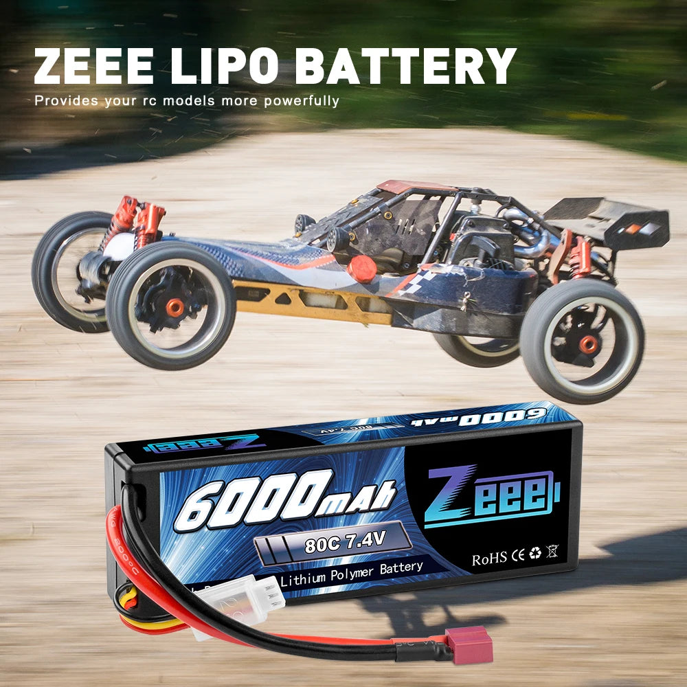 Zeee 2S 6000mAh 7.4V 80C Lipo Battery, ZEEE LIPo BATTERY Provides your rc models more powerful