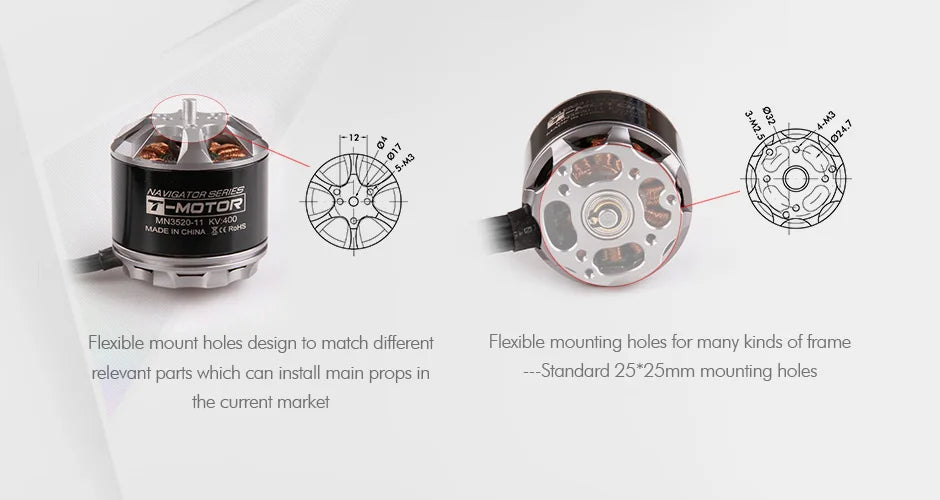 T-motor MN3520 400KV Outrunner Brushless Motor - 3.6KG Thrust Special Designfor Multicopter UAV RC Drones Copter Quadcopter 11 T-motor, 8 NAVIGAToRScrkss EMO 4n3s20I