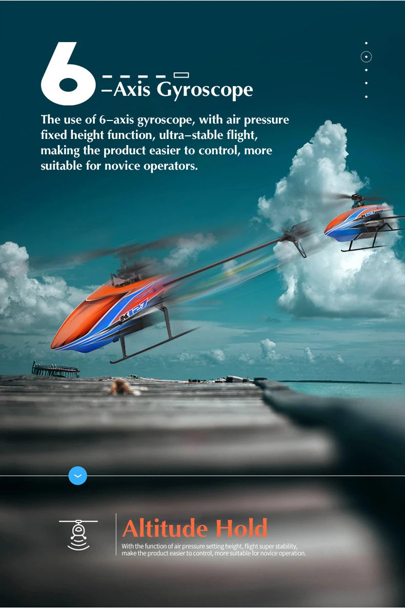 WLtoys K127 Helicopter, use of 6-axis gyroscope, with air pressure fixed height function,