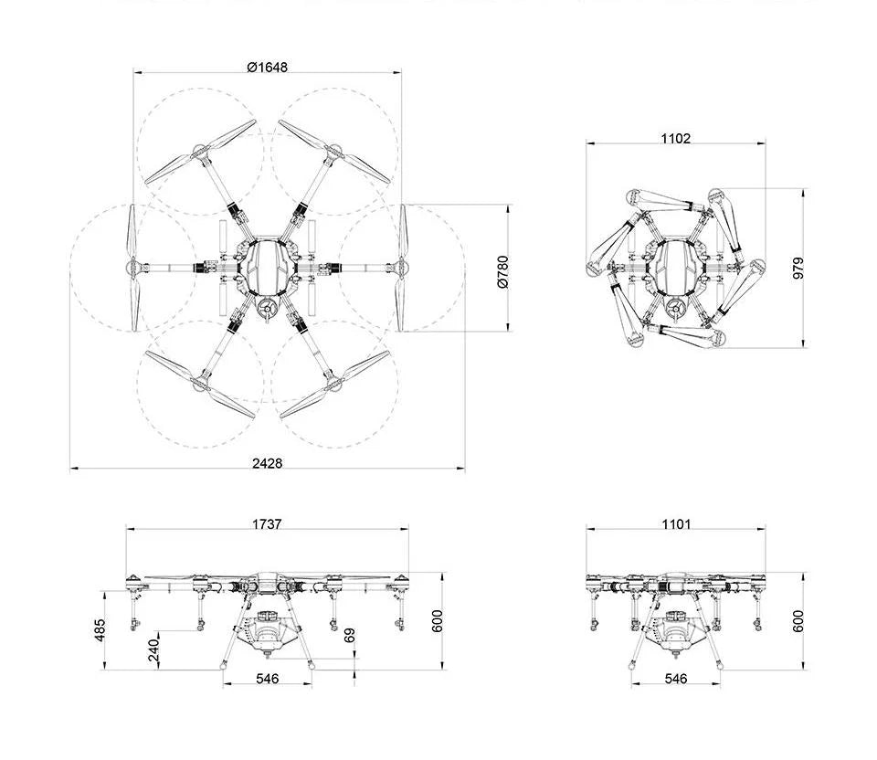 EFT E616P 16L Agriculture Drone - 6 Axis Crop Agriculture Drone frame 16L Water Tank Full Load 35KG 21 minutes Sprayer Spreader Drone Compatible with Hobbywing X8 Motor 10 EFT E616P 16L Agriculture Drone, there reserved a detachable camera installation parts in front of the fuselage .