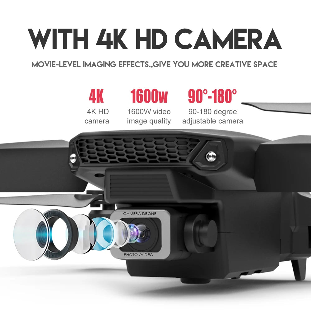 2024 E88 Pro Drone - WIFI FPV Drone With Wide Angle HD 4K 1080P Camera Height Hold RC Foldable Quadcopter Dron Gift Toy 28 2024 E88 Pro Drone, with 4k hd camera movie-level imaging effects_give