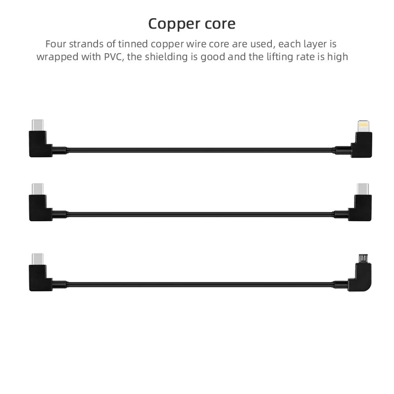 5/15pcs 30cm OTG Data Cable for DJI Mavic 3/Air 2/MINI 2/MINI 3 PRO IOS type-C Micro-USB for DJI Mavic Mini 2 Drone Cables 16 four strands of tinned copper wire core are used, each layer is wrapped