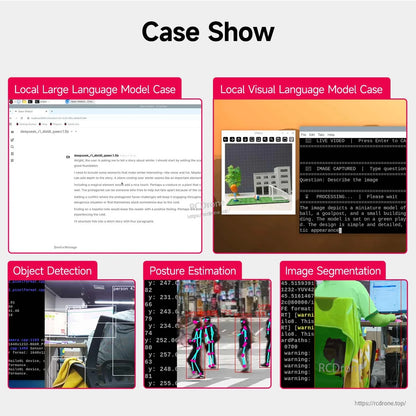 AI HAT+2 use case collage: local LLM/VLM demos, object detection, posture estimation, segmentation