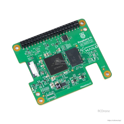 Top-down view of AI HAT+2 PCB showing component layout and 40-pin GPIO stacking header