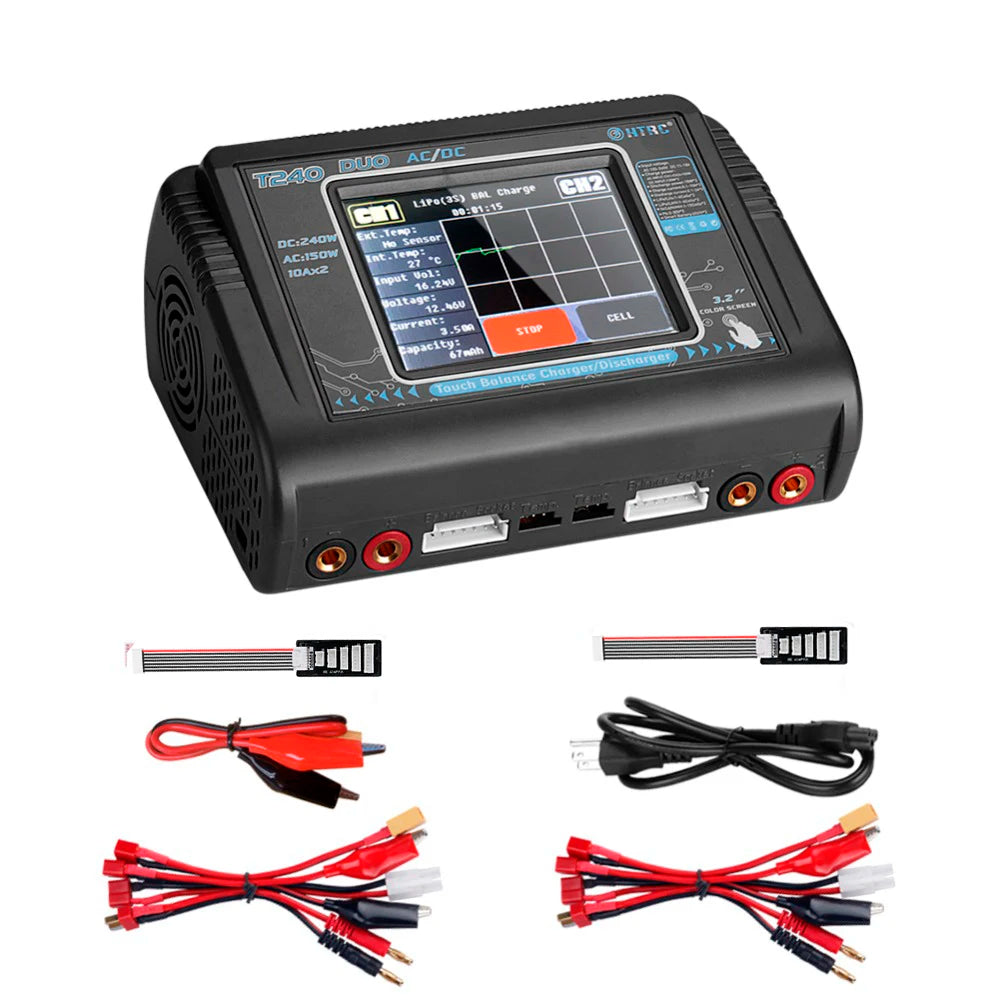 HTRC T400/T240/T150 Lipo Charger - Dual Channel Touch Screen Balance Discharger AC 200W DC 400W Battery Charger For RC Model Toys 19 HTRC T400/T240/T150 Lipo Charger, 724o Ca apetord DELLLiS DCaoM A
