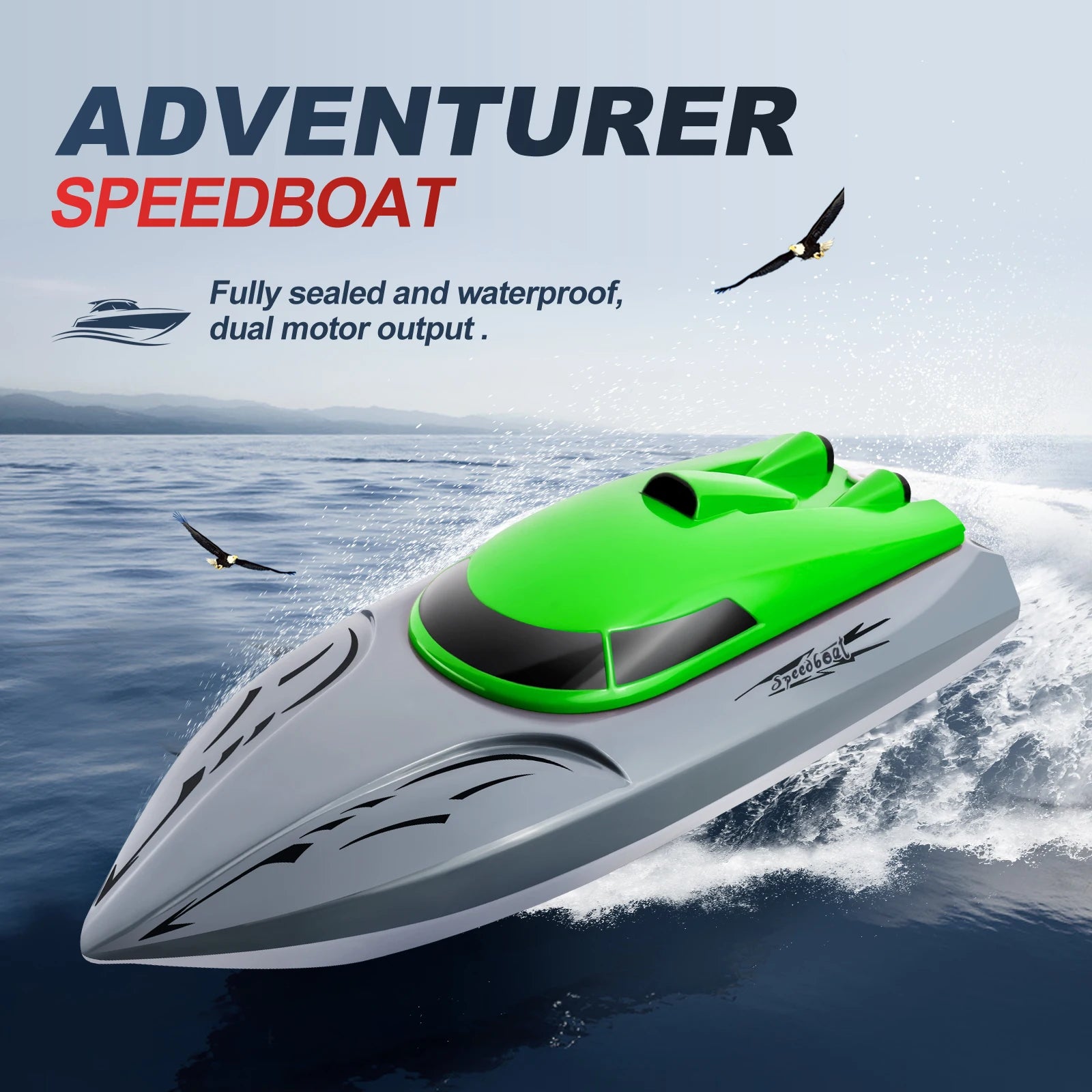 Rc Boat, ADVENTURER SPEEDBOAT Fully sealed and waterproof; dual motor output _