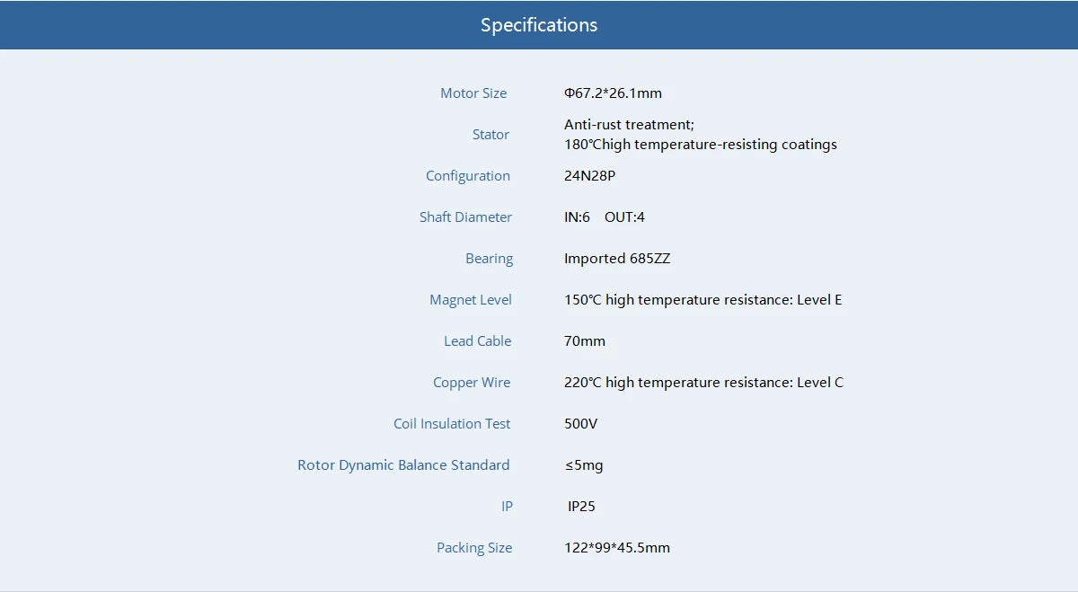 T-MOTOR MN6007II KV160 KV320 Brushless Motor 12S Max Thrust 6.4kg Long Flight Time Efficient Drone match 21-22" Prop 13 T-MOTOR, Specifications Motor Size 067.2*26.Imm Anti-rust treatment; Stator 180