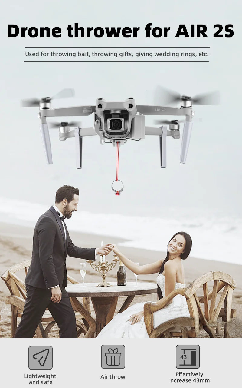 Airdrop System for Drone DJI Mavic Air 2/AIR 2S Fishing Bait Ring Gift Deliver Life Rescue Remote Throw Thrower Air Drop 24 AIR 25 43 Lightweight Air throw Effectively and safe ncrease 43mm .