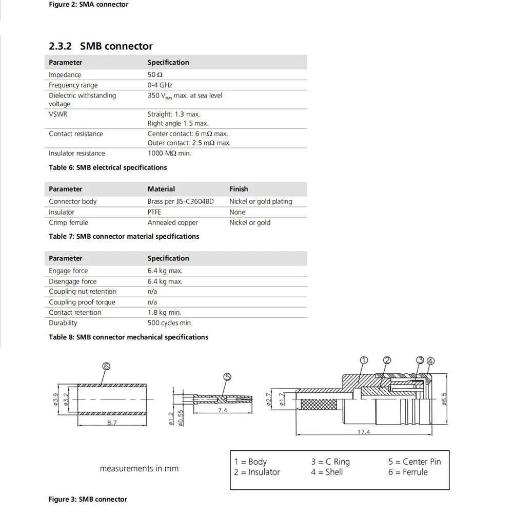 CUAV U-blox ANN-MS Single Frequency C-RTK Lengthened Extension Antenna RC Multi-axis Drone Flight Control Combo 12 SMB connector Parameter Specification Impedance 50 Q Frequency range 0-4