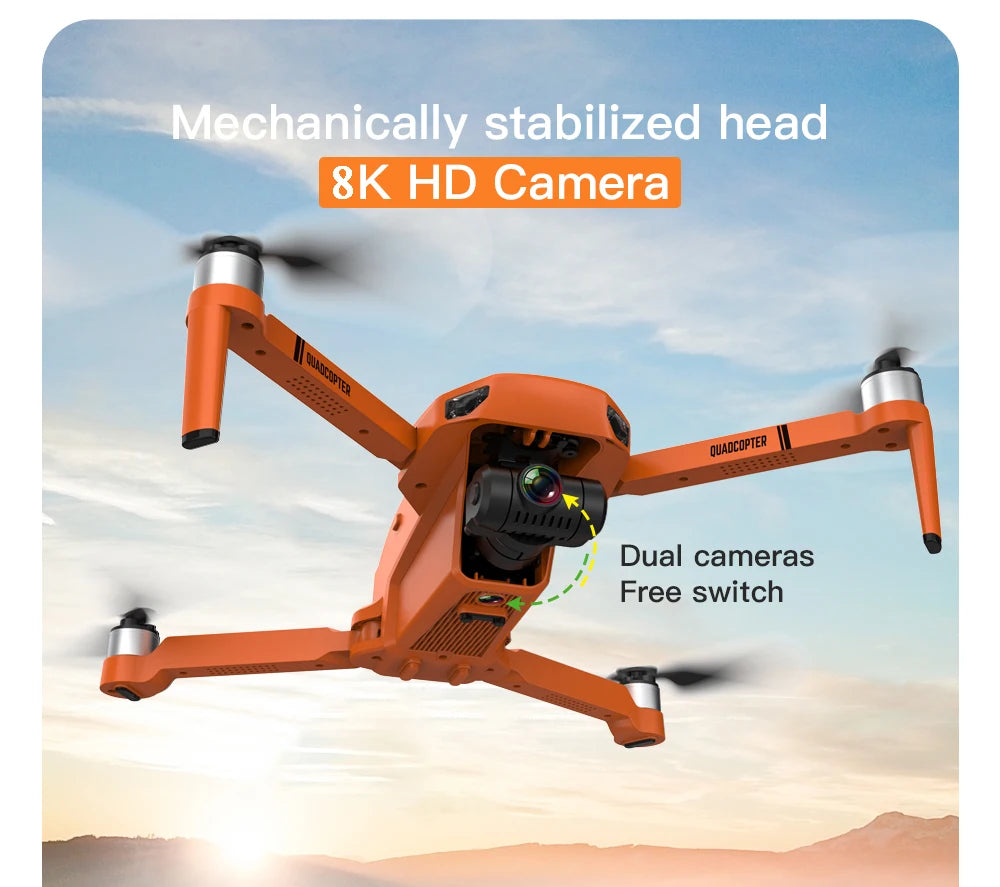 2023 New GPS Drone, Mechanically stabilized head 8K HD Camera Dual cameras Free switch Q