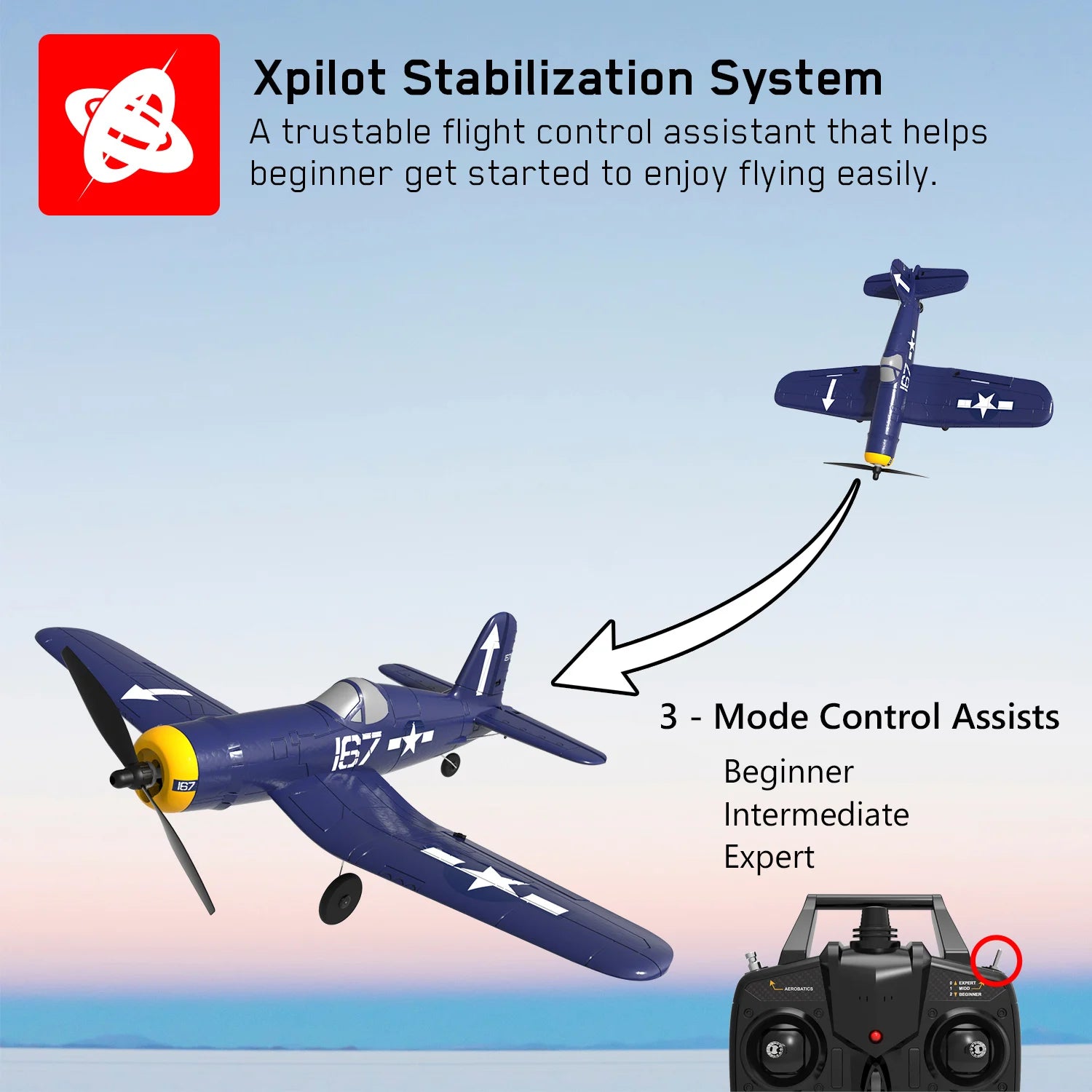 Volantex RC 761-8 RC Airplane, Xpilot Stabilization System A trustable flight control assistant that helps beginner get started to