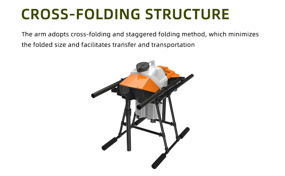 EFT G620 20L Agriculture Drone - 6 Axis 20L 20KG Agriculture Spreader Sprayer Drone With Hobbywing X9, JIYI K++V2,TATTU Pro 22000mAh 17 EFT G620 20L Agriculture Drone, the arm adopts cross-folding and staggered folding method, which minimizes the