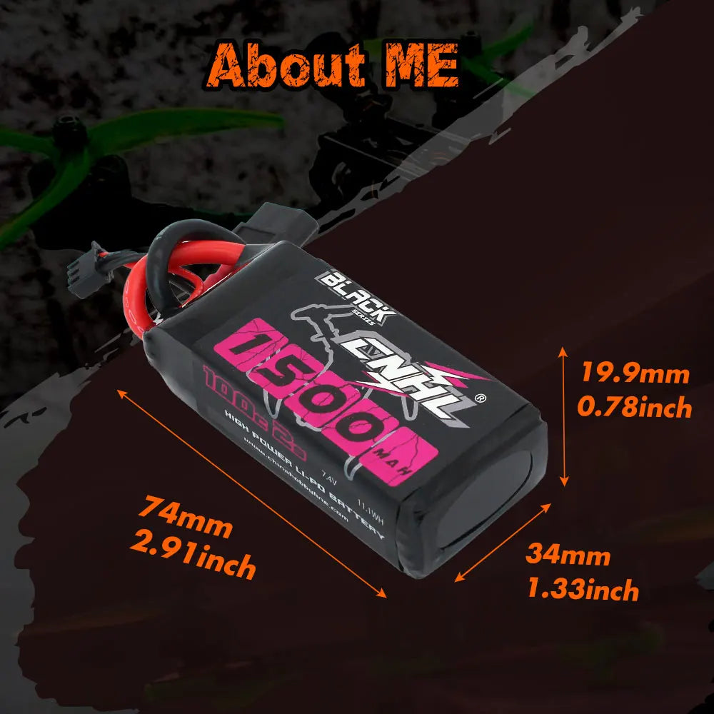 CNHL RC 2S 4S 5S 6S Lipo Battery for FPV Drone, ME 19.9mm 0.78inch 74 34mm 1.33inch BBLAEk