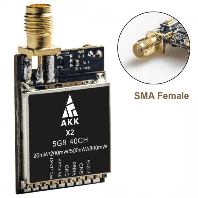 AKK X2P/X2 5.8Ghz 40CH VTX - 0.01mW/25mW/200mW/500mW/800mW Switchable FPV Video Transmitter Compatible Betaflight OSD FC 28 AKK X2P/X2 5.8Ghz 40CH VTX, AKK X2P/X2