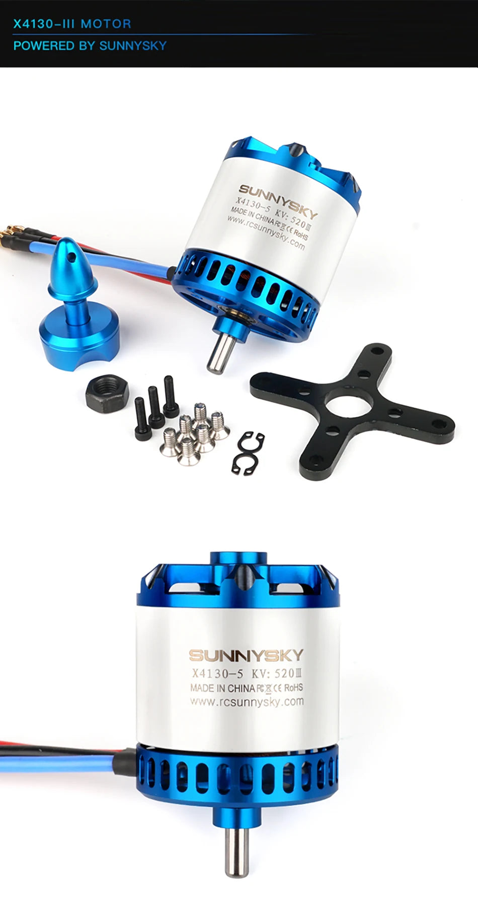 SUNNYSKY X4120-III X4125-III X4130-III 310KV 420KV 440KV 465KV 480KV Brushless Motor for RC Quadcopter Airplanes Fixed Wing Plane 10 X4130-Ill MOTOR POWERED BY SUNNYSKY