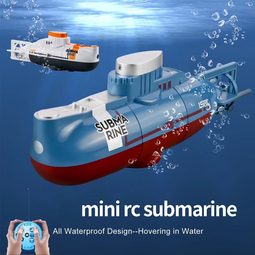 RC Boat, Mini waterproof RC submarine with 6-channel control, hovers underwater at 0.1m/s, 23–25 min runtime, 35 min charge—ideal kids' gift.