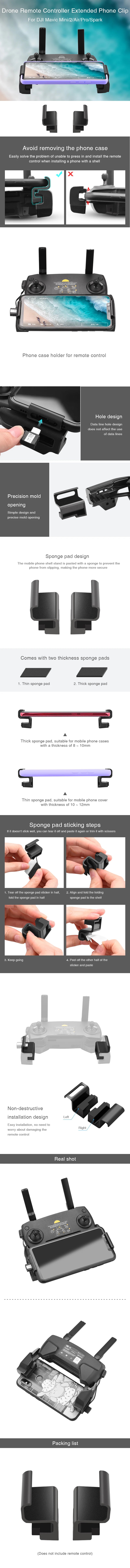 Portable Cellphone Holder, 'a sponge to prevent the emote control shoi Packing list