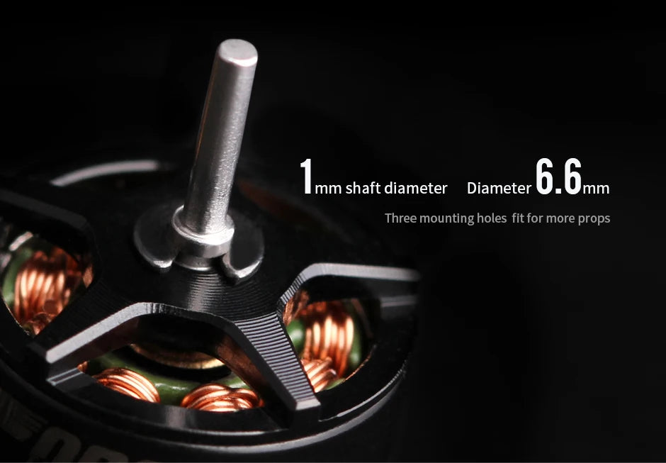 T-motor, mm shaft diameter Diameter 6.6 Three mountingholes fit for more props 