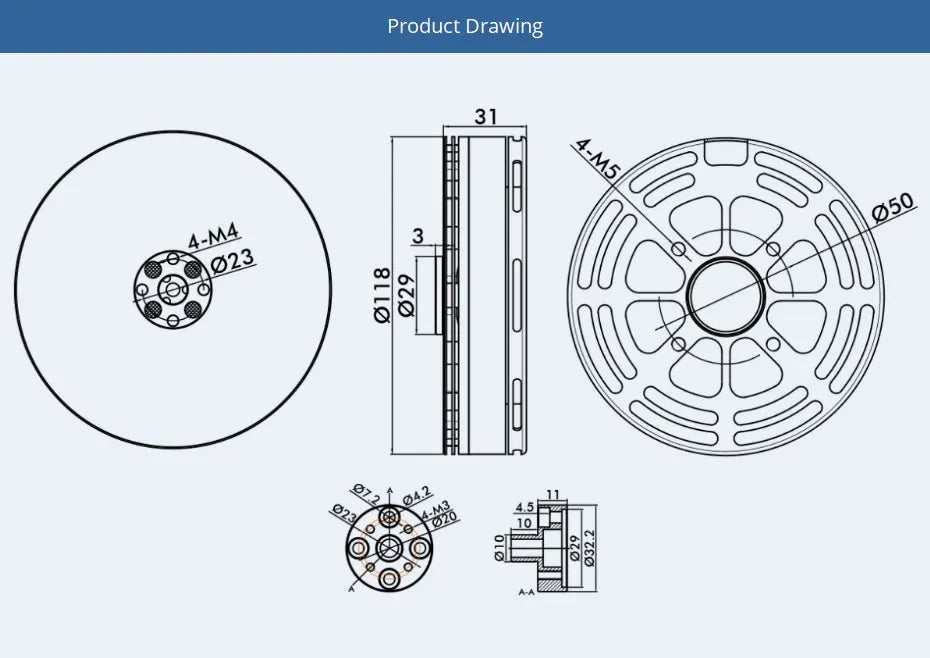 T-motor MN1010 KV135 KV90 Brushless Motor SPEC