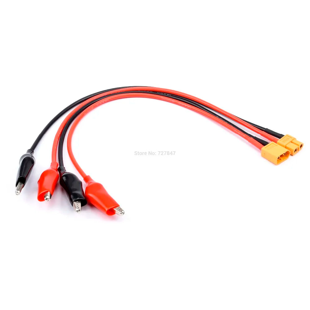 FPV Drone Charger Cable, XT60 Male / Female to Crocodile Clip Conector Plug 14