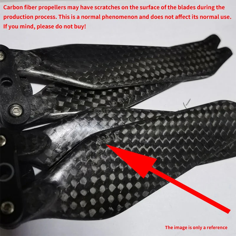 carbon fiber propellers may have scratches on the surface of the blades during the production process