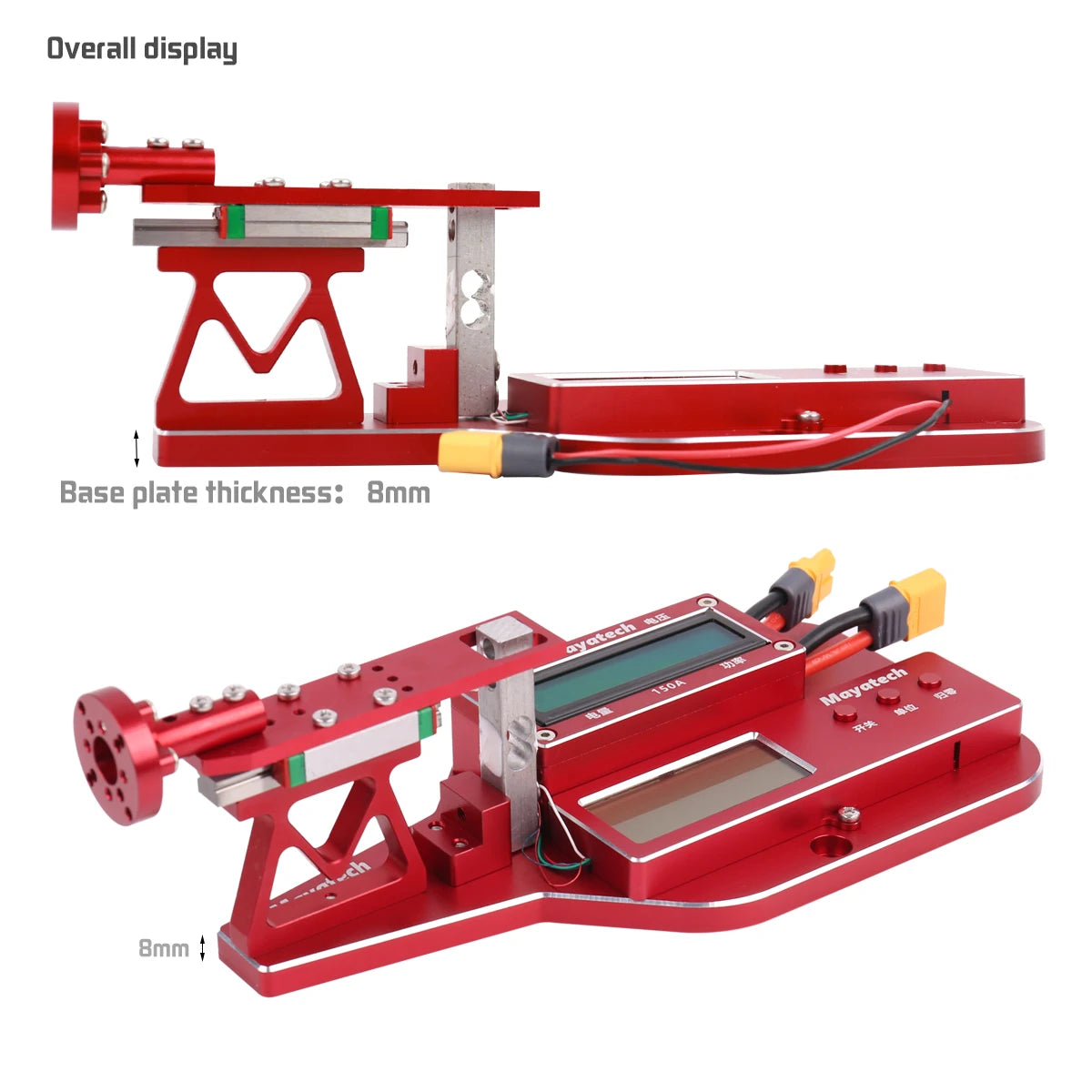 Mayatech MT10PRO 10KG Motor Thrust Tester, RC drone racing platform with 8-3mm thick base plate for stability and precision.