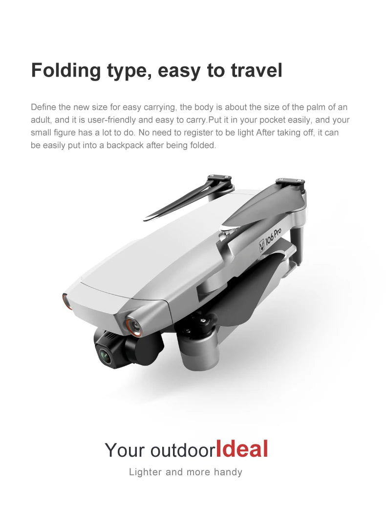 106 Pro GPS Drone - 4K HD Dual Camera Three-Axis Anti-Shake Gimbal 5G WIFI FPV Brushless Motor Foldable Quadcopter Gift Toy Professional Camera Drone 16 106 Pro GPS Drone - 4