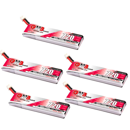 GAONENG Lipo Batteries, 5 pieces per set, max 720mAh capacity for FPV drones with high voltage up to 200C.