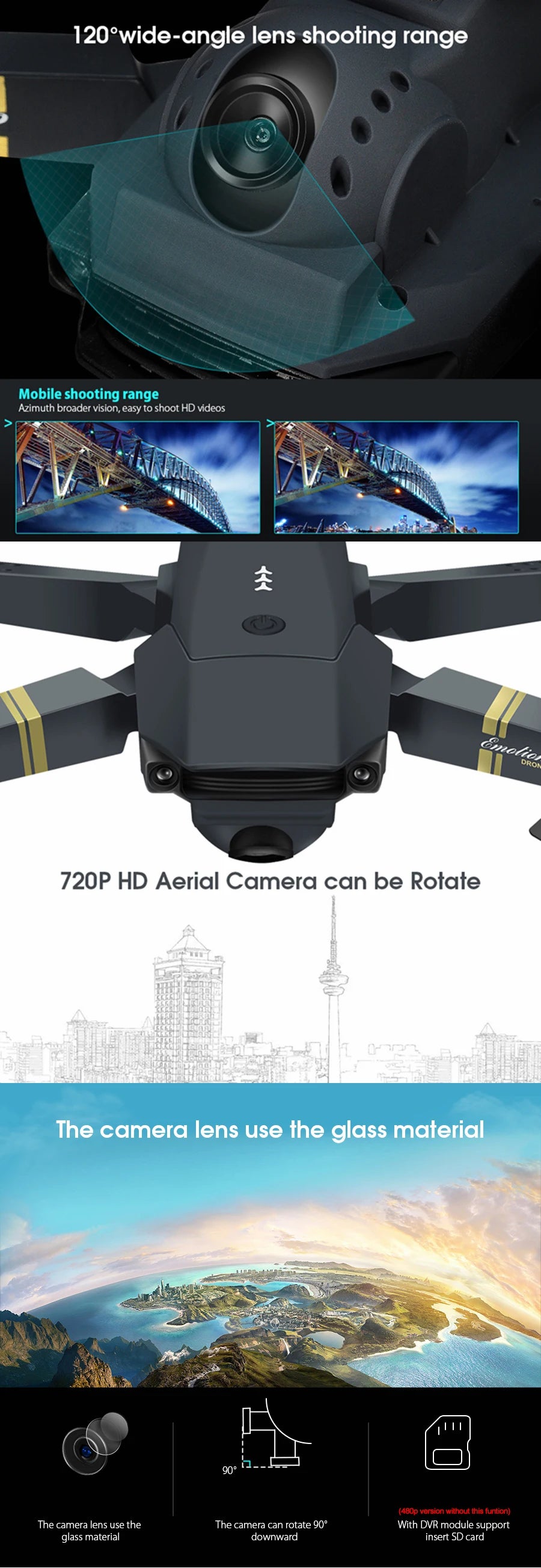 Eachine E58 Drone, 120'wide-angle lens shooting range mobile shooting range azimuth