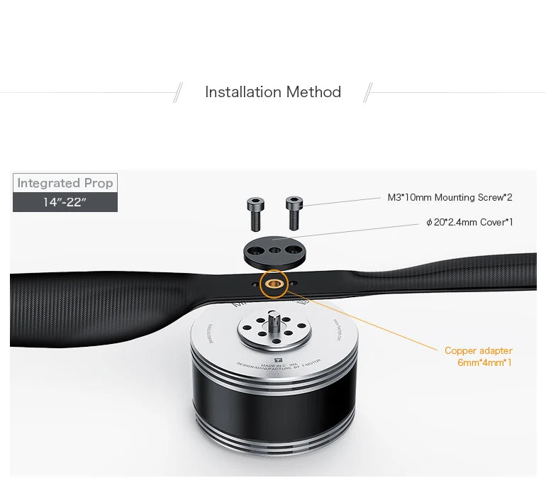 T-Motor MN505-S KV320 Max Thrust 6.7KG Navigator Series Brushless Electrical Motor For Multirotor Aircraft RC Drone Accessories 18 T-Motor, Integrated 14"-22" M3*1Omm Mounting Screw 2 20*2.4