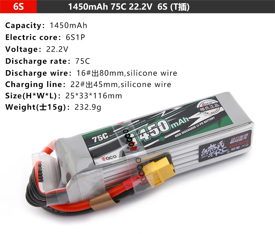 Gens ace Lipo Battery, oco EZa mAh 'discharge Li-po datter