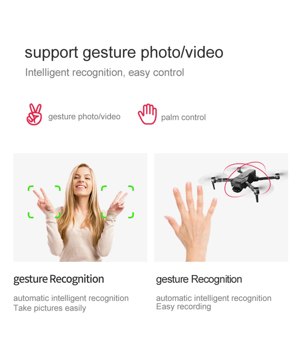 VISUO ZEN K1 PRO Drone, easy control gesture photolvideo Palm control gesture Recognition automatic intelligent recognition Automatic intelligent recognition Take pictures easily