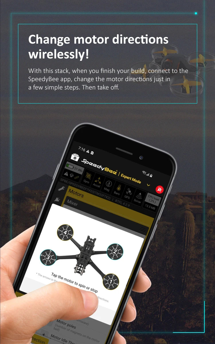 SpeedyBee F7 Stack, connect to the SpeedyBee app; change the motor directions just in a few simple