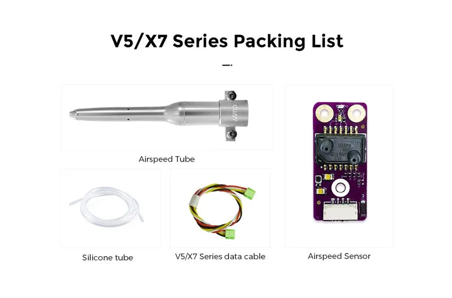 CUAV MS5525 Airspeed Sensor, Packing List Airspeed Tube LLAE Silicone tube VS/X7 Series data