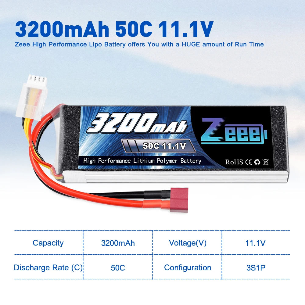 3200mAh 50C 11.1V Zeee High Performance Lipo Battery offers HUGE