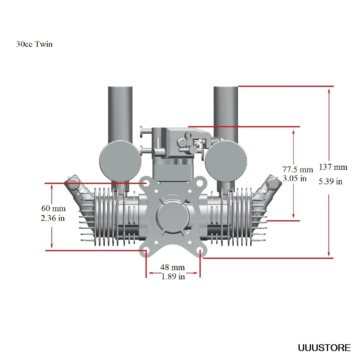 RCGF high end Stinger 30cc twin cylinder engines are ready .