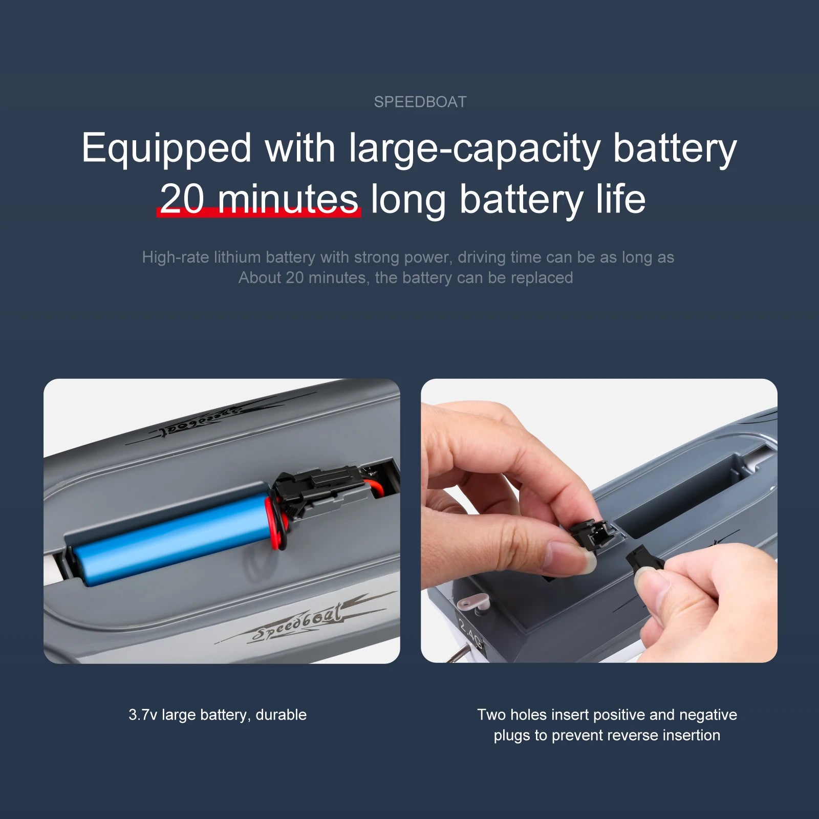 Rc Boat 2.4G High Speed 20km/h Remote Control Speed Boat Rechargeable Waterproof Anti-collision Protection Toys for Children 26 Rc Boat, high-rate lithium battery with strong power, driving time can be as long as About 20 minutes