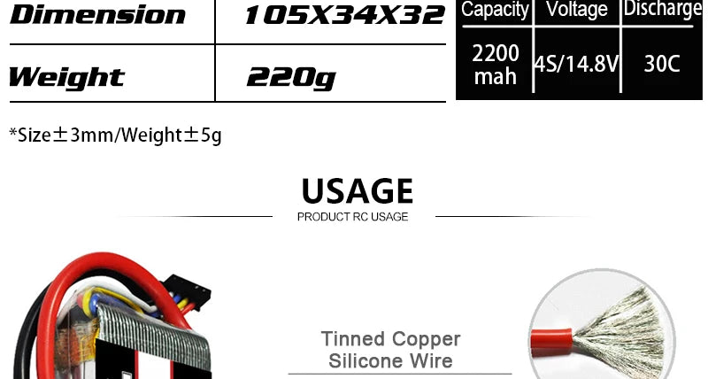 2PCS HRB Lipo Battery 2S 3S 4S 6S 11.1V 14.8V 5000mah 6000mah 3300mah 4000mah EC5 T PLUG XT60 RC Parts 11 2PCS HRB Lipo Battery, 1o5x34x32 Capacity Voltage Discharge 2200 AS/14.8
