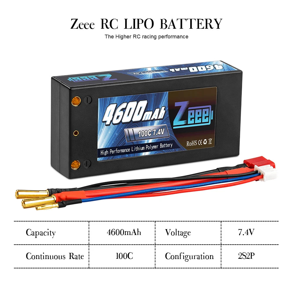 Zeee 2S Shorty Lipo 7.4V 4600mAh 100C Battery, Zeee RC LIPO BATTERY The Higher RC racing performance 00